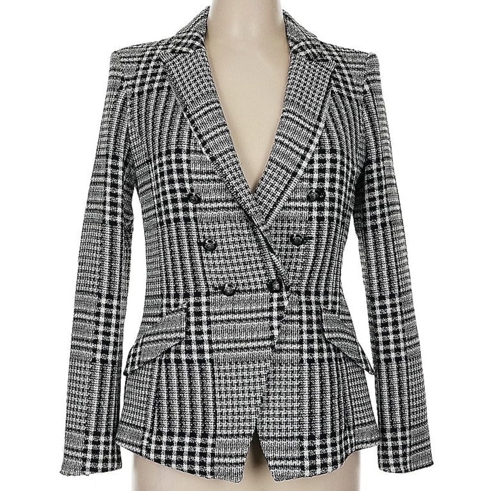 NWT WHBM Double-Breasted Plaid Trophy Blazer sz 8
